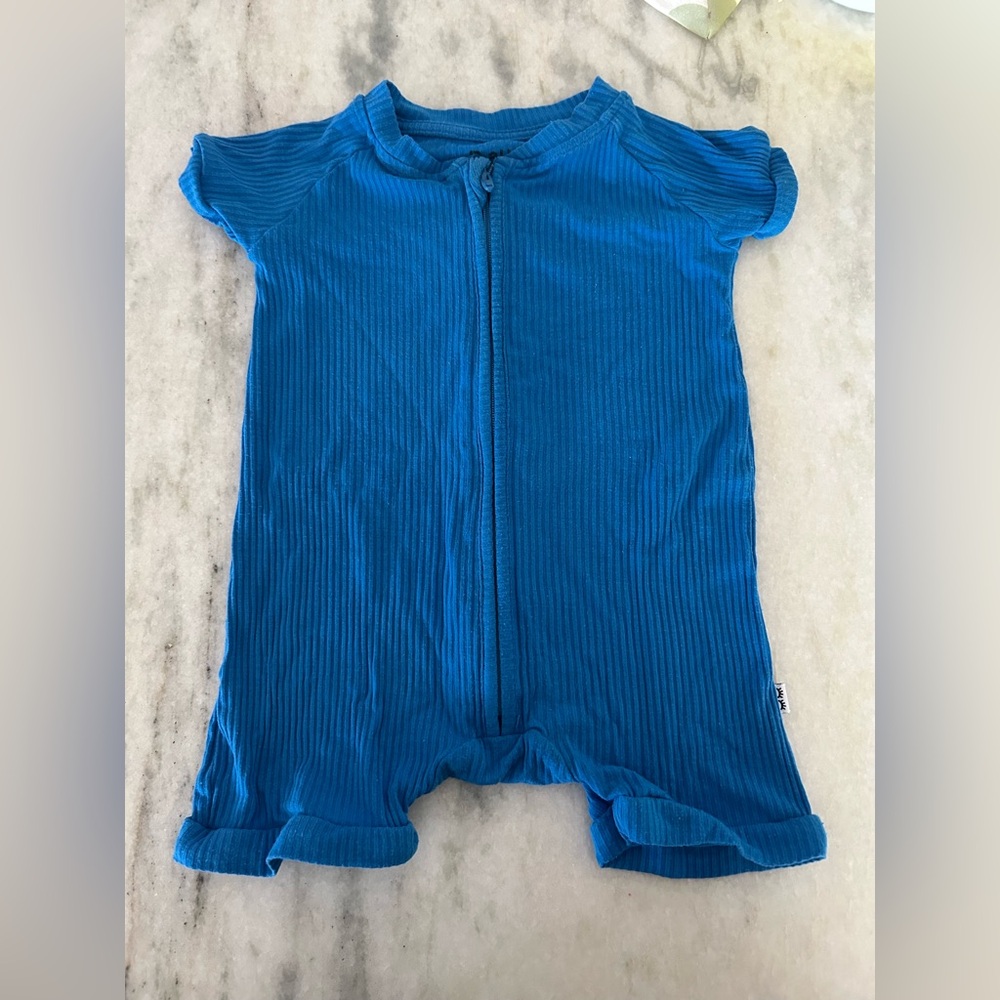 Little Sleepies Blue shorty romper zippy